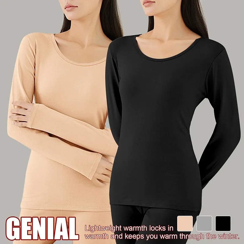 Autumn Winter Women's Thermal Underwear Set Long Johns Base Layer Fleece Lined Soft Top Bottom 2 Pieces Set Thermal Sets