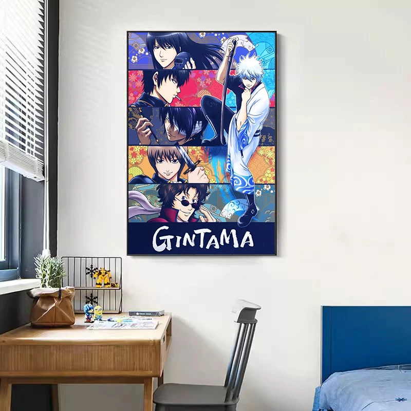 Japanese Anime Poster Vintage Gintama Classic Canvas Painting Printed Wall Paper Stickers Home Living Room Decor Cuadros