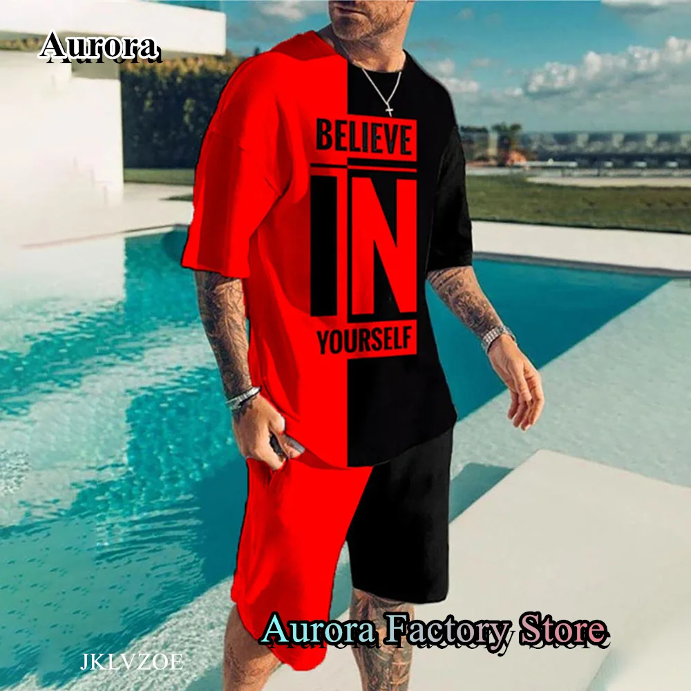 

New Summer Men 2 Pieces T-Shirt Shorts Set 3D Printed Fashion Tracksuit Casual Outfit Beach Style Clothing Male Oversized Suit