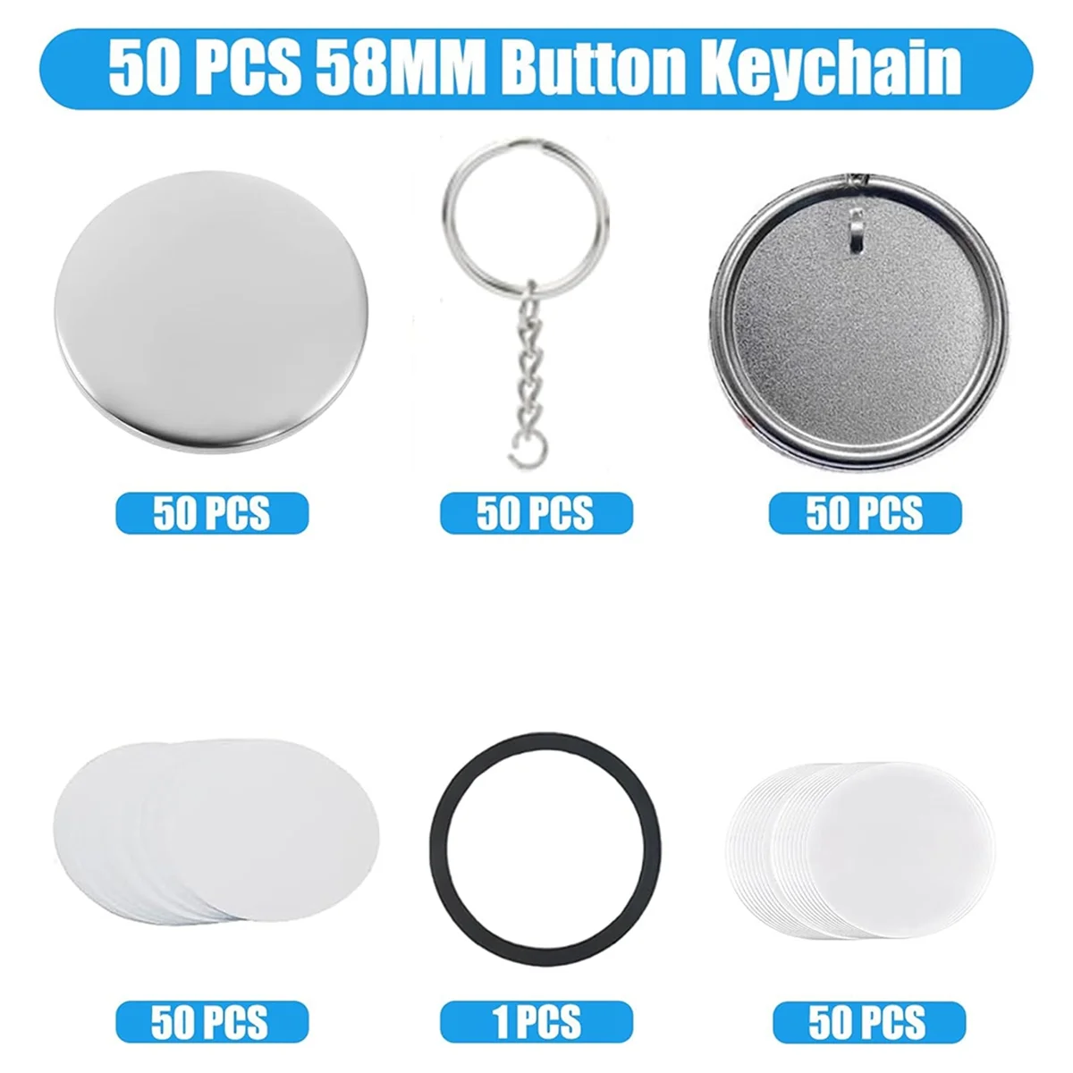 Button Maker Keychains Supplies,58mm/2.25 Inch Pin Making Kit for Button Maker Machine,Metal Button Badge SetsT99C 4