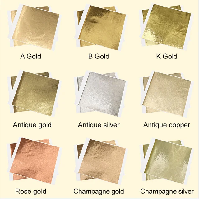 300 Sheets Gold Foil Sheets, Gilding Foil Sheets, Leaf Imitation Gold Leaf,  Silver Leaf, Rose Gold Leaf for Arts, Gilding Crafting, Decoration