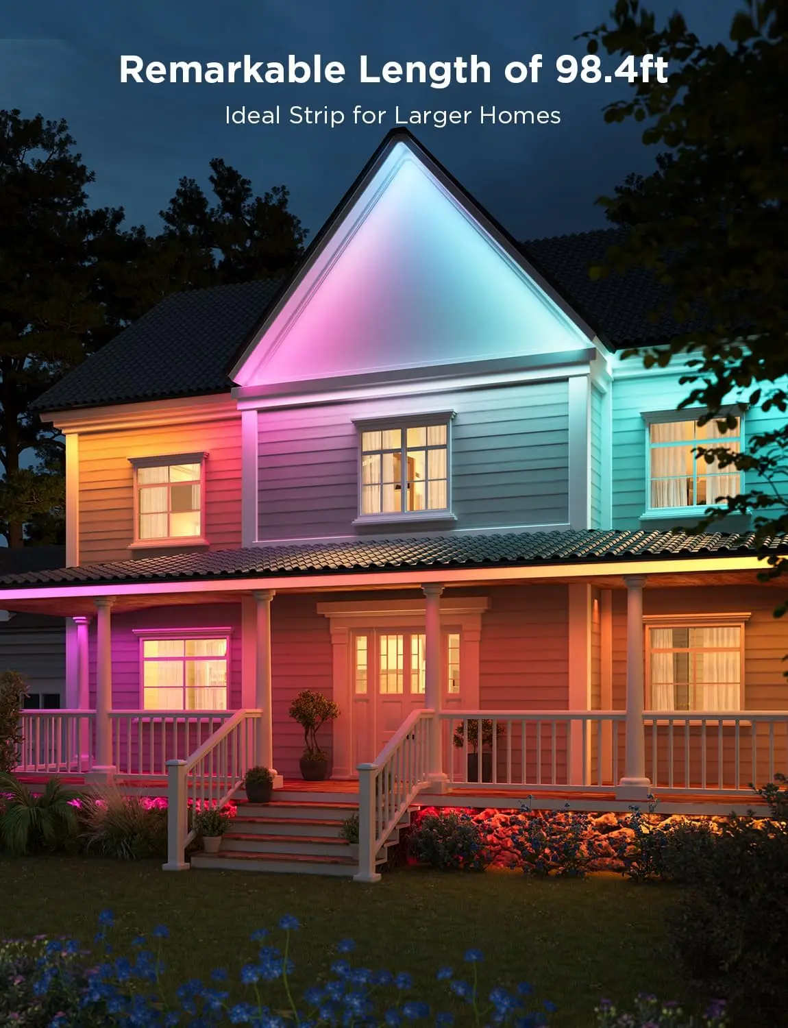 Outdoor LED Strip Lights, 98.4ft Smart Outdoor Lights Work with Alexa and Google Assistant, App Control, IP65 Waterproof