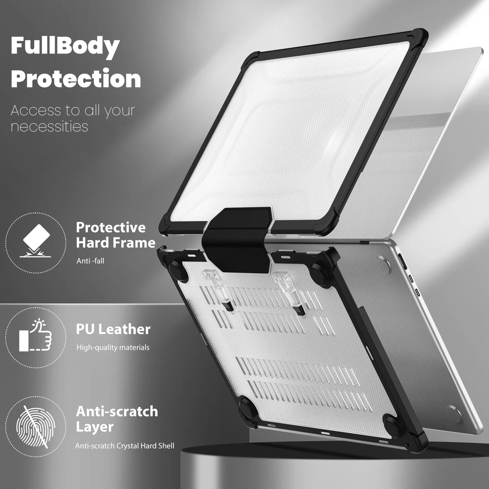 Capa Dura para Serviço Pesado com Pára-choques Tpu Capa para Macbook Air A2337 m1 A2179 A1932 20232023 2023 Lançamento - Imagem 3