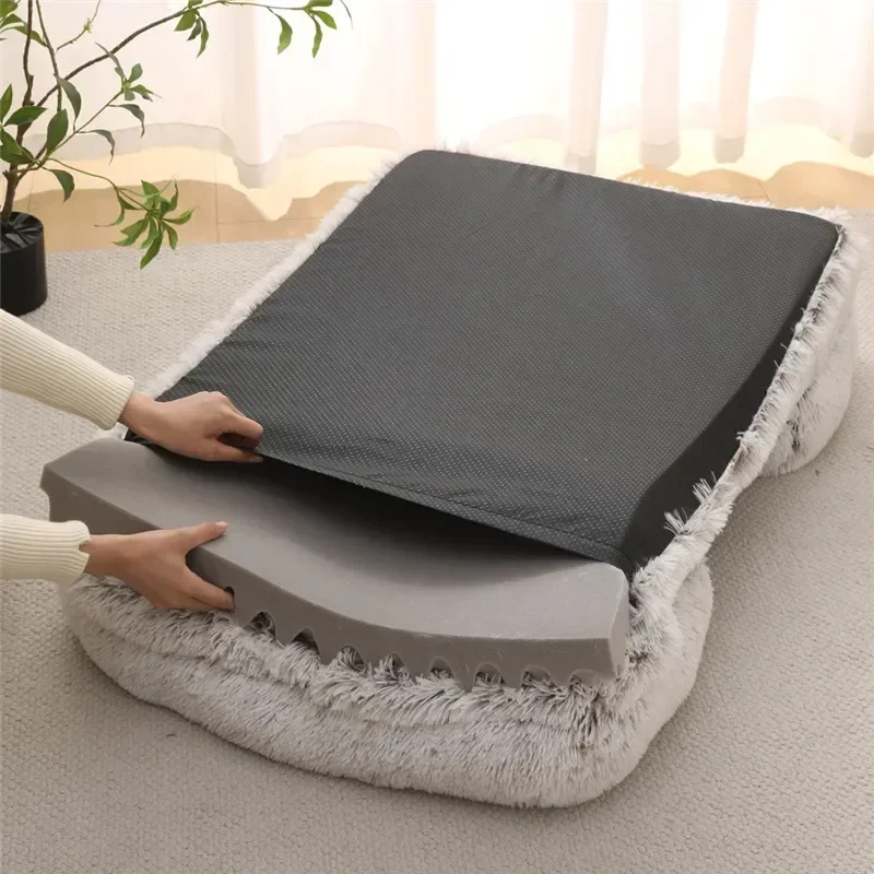 Dog Bed Mats Washable Large Dog Sofa Bed Portable Pet Kennel Fleece Plush House Full Size Sleep Protector Product Dog Bed