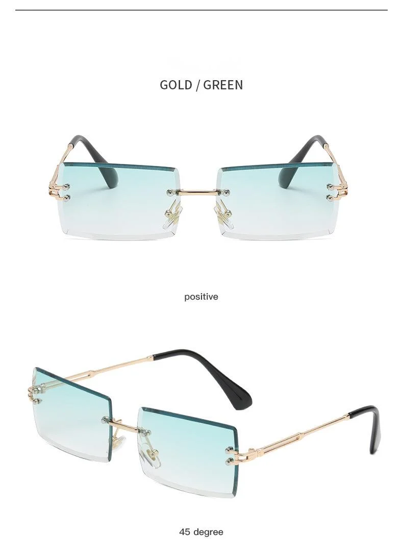 Lunettes de soleil sans cadre, dégradé carré, pièce d'océan, à la mode, pour célébrités d'internet, Photo de rue, nouvelle collection_voghion.com