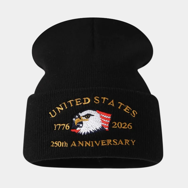 250th Anniversary USA Knit Hat Warm Cozy Embroidery Beanie for Women/ Men 1
