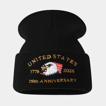 250th Anniversary USA Knit Hat Warm Cozy Embroidery Beanie for Women/ Men 1