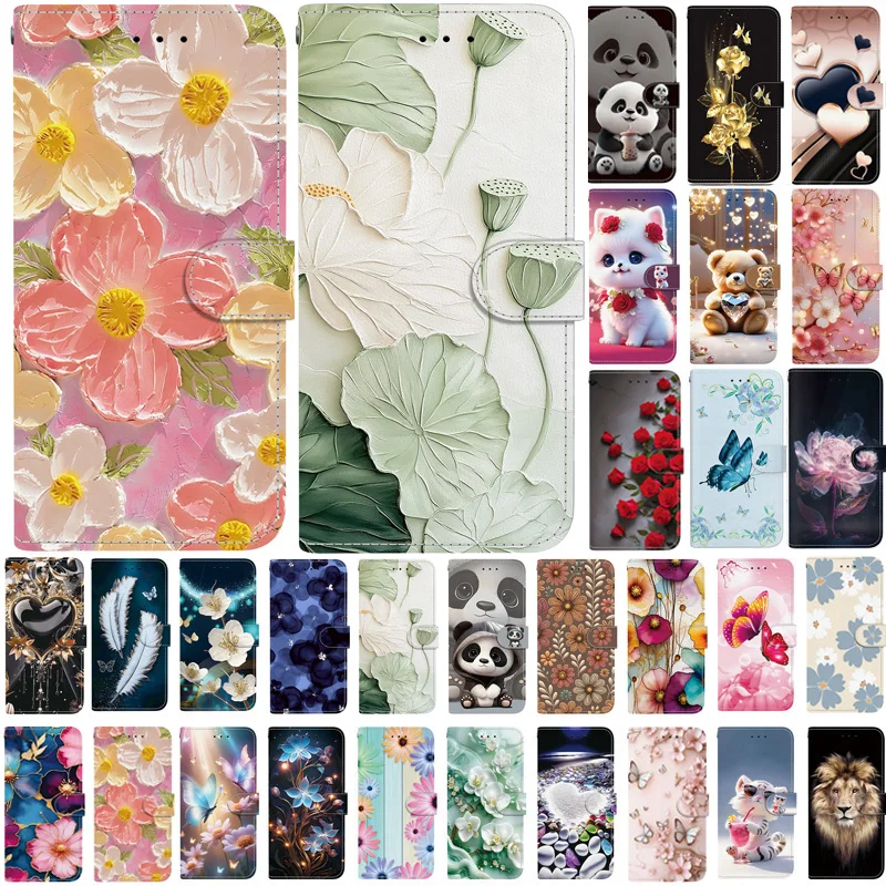 Cartoon Leather Wallet Phone Case - Protective Back Cover