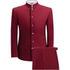 Solid Color Tailor-made Single Breasted Stand Lapel Formal Men's Suits African Male Clothing Formal 2 Piece Jacket Pants Terno 4