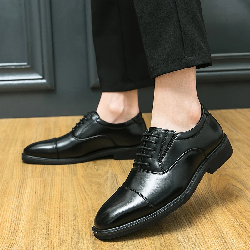 Men Vintage Classic Formal Shoes Black Brown Business Office High Quality Derby Shoes Banquet Wedding Leather Size 38-46
