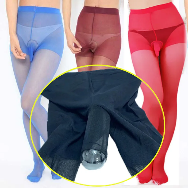 Man's Tights Open Sheath Penis Sleeve Ultra High Elastic Silk Stockings Underwear