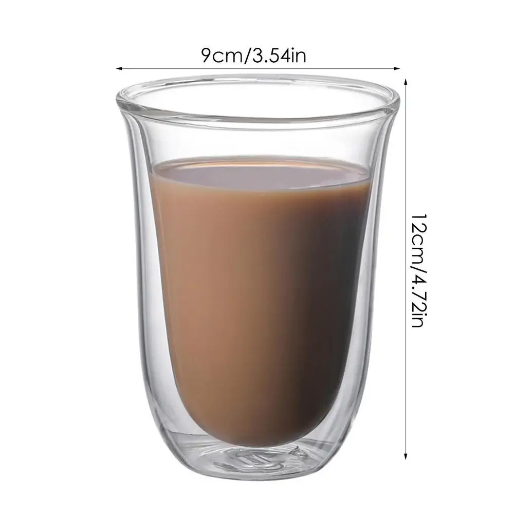 Double Wall Tea Cups Durable Borosilicate Clear Glass Coffee Cups Heat Insulating Glass For Cappuccino Latte Drink Glasses 250Ml