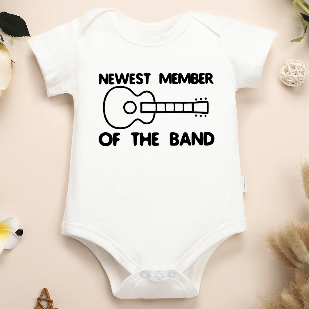 

Cute Rock Baby Boy Clothes “Newest Member of The Band” Fashion Trend Infant Onesies Short Sleeve Street Casual Toddler Playsuit