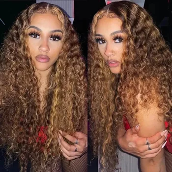 13x6 p427 Color Human Hair Highlight Ombre Deep Wave Lace Frontal Wig Curly Wig 13x4 HD Lace Front Wig Water Wave For Women 1