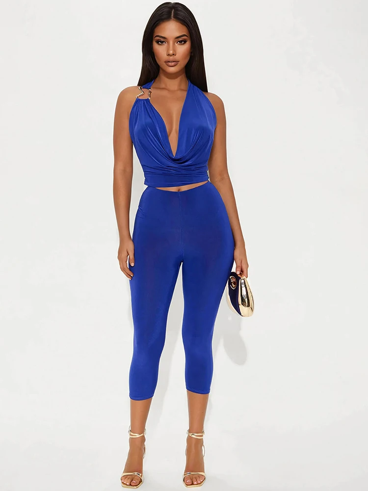 Weird Puss Sexy 2 Piece Set Y2K Hipster Women Swing Collar Tank Tops+Bike Shorts Matching Stretch Midnight Clubwear Slim Outfits, view 4