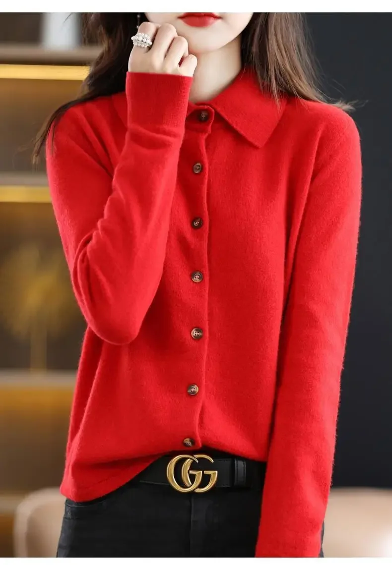 Damenpullover mit Kragen, langen Ärmeln und lockerer Passform