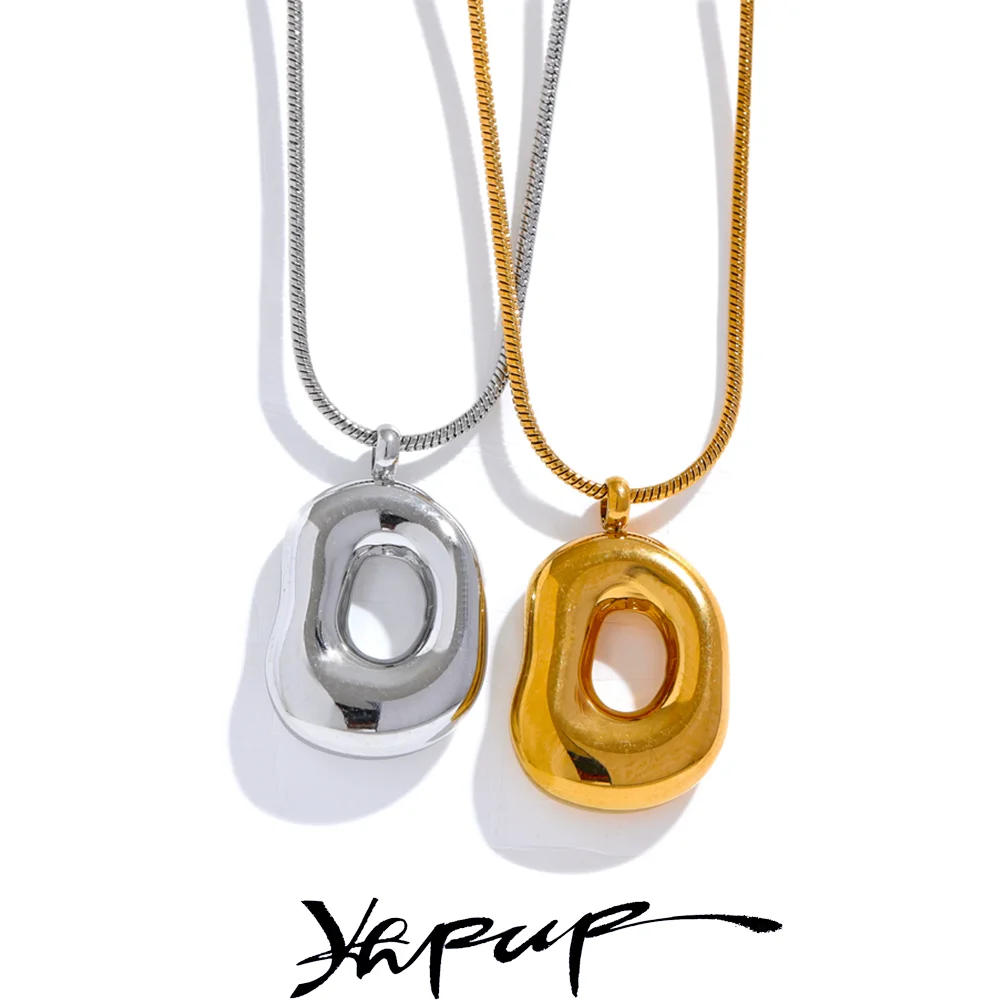 Yhpup Stainless Steel Hollow Pendant Necklace Fashion