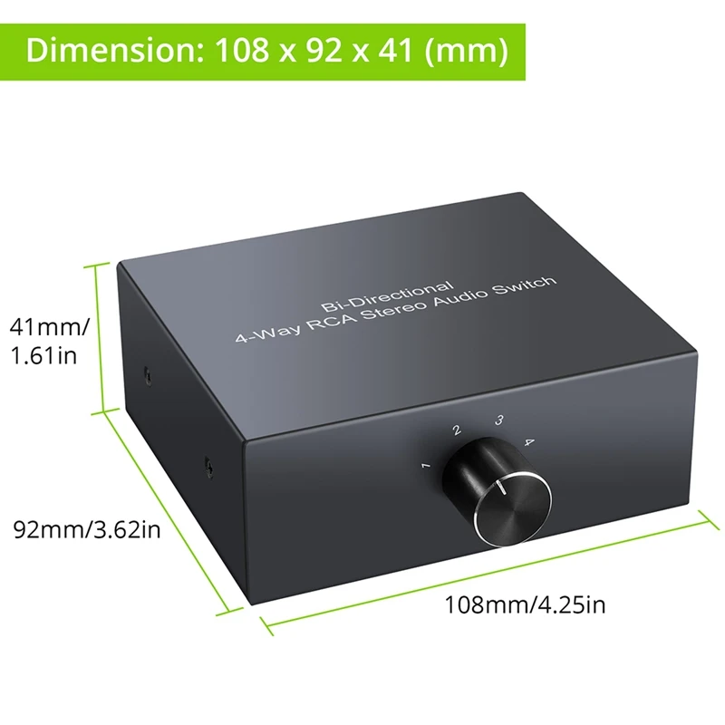 4 Way Bi-Directional RCA Stereo Audio Switch 1 In 4 Out Or In 1 Out L/R Jack Sound Channel RCA Audio Switcher Selector rca audio switch