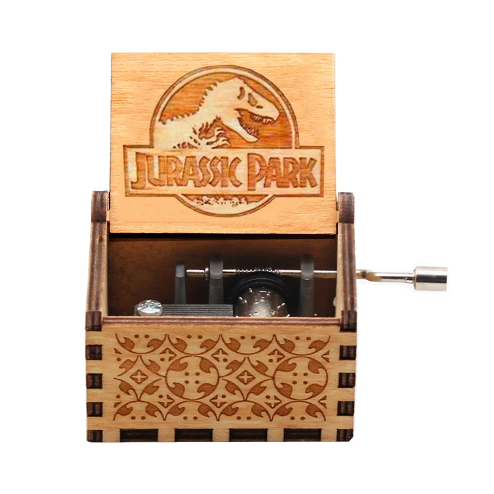 Wooden Hand Crank Jurassic Park Music Box Children's Holiday Gifts Christmas Gifts New Year Gift carousel music box music box