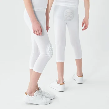 Children Sports Tights Pants Kids Basketball Football Fitness Exercise Sport 3/4 Cropped Leggings Safety Anti-Collision Pants 2