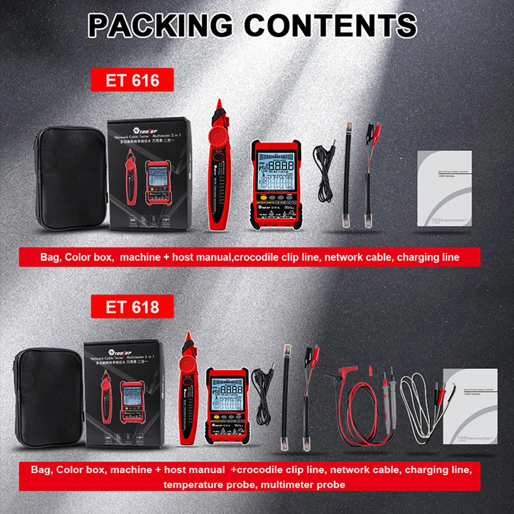 TOOLTOP Network Cable Tester LCD Analogs Digital Search POE Test Cable Pairing Sensitivity Short Open Circuit