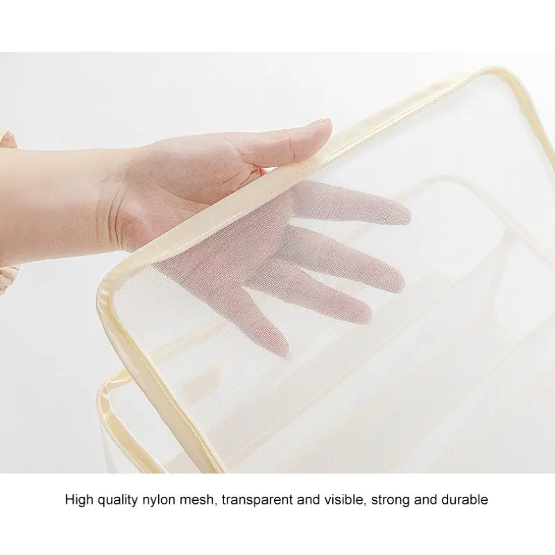 Foldable Storage Bag with Divided Interior Mesh Fabric Organizer Containers Large Stackable for Closet Suitcase Bedroom Travel 5