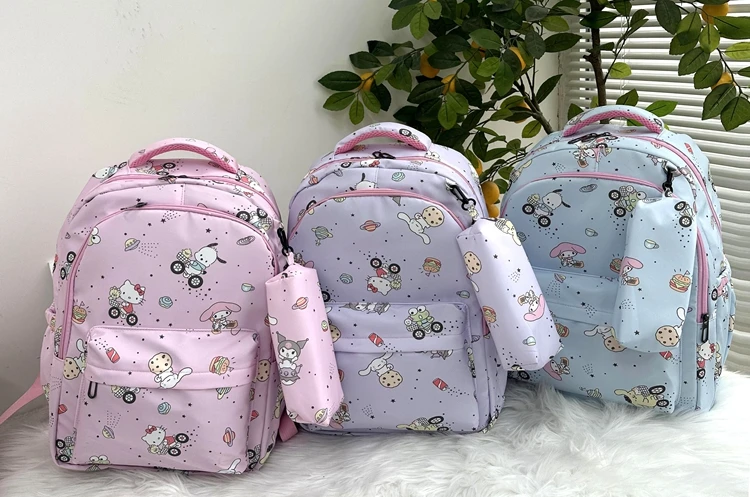Hello Kitty New Backpack Girls Primary and Secondary School Large Capacity Cute Cartoon Fashion Soft School Bag