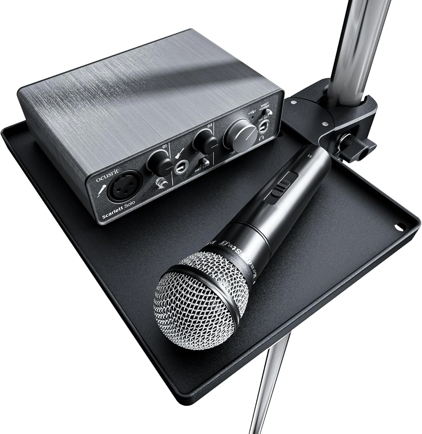 Xanorrg Microphone Stand Sound Card Mic Stand Clamp On Card Tray Holder