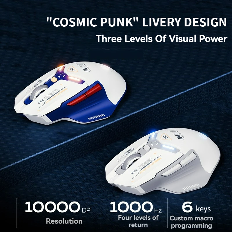 Tri-Mode Connection 10000DPI 2.4G Wireless Bluetooth Gaming Mouse PMW3325 RGB Light for PC Gaming Laptop and MAC