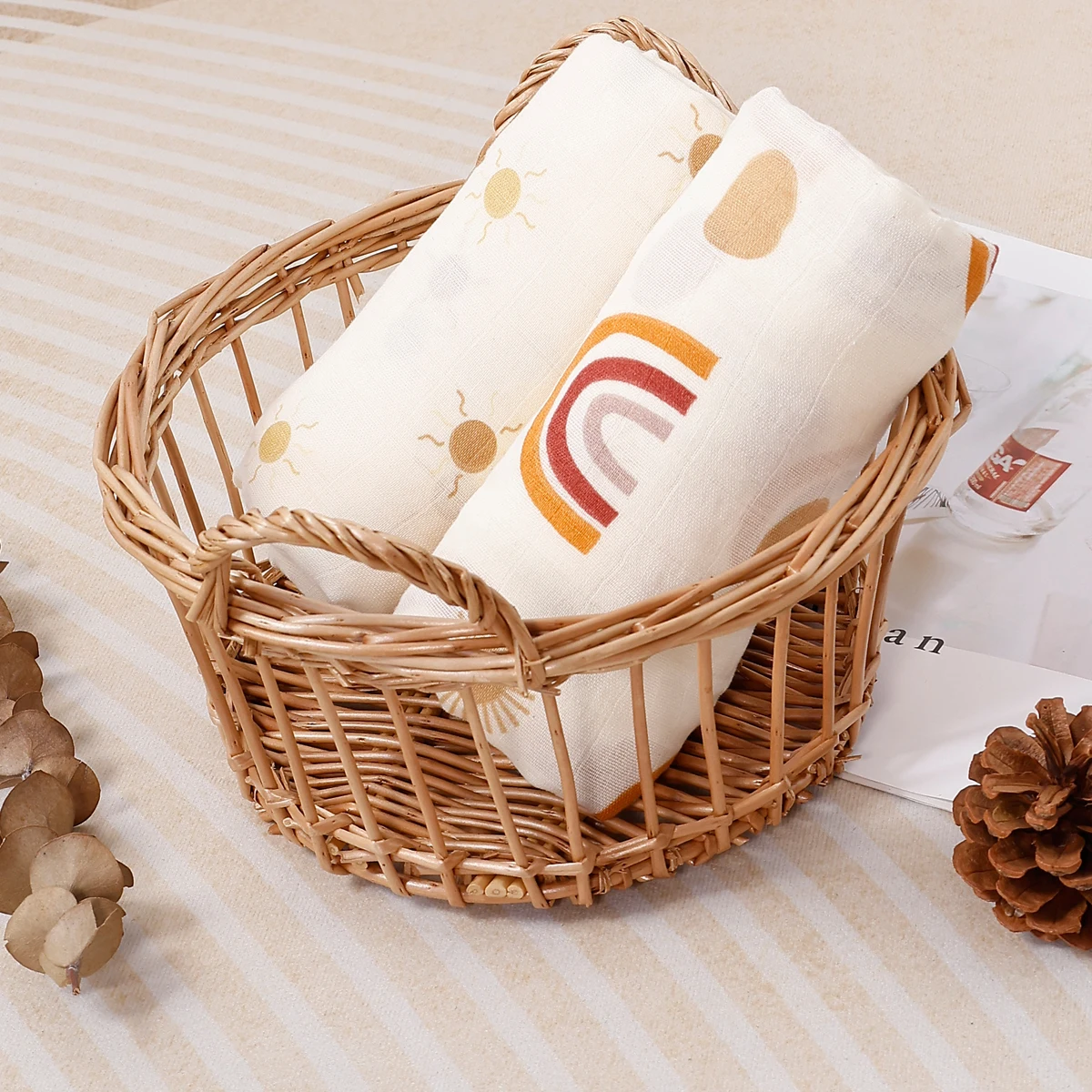 Elinfant Multi-functional Cotton/Bamboo Cotton Muslin Swaddle Blanket For Bath Receiving Photography cotton swaddle