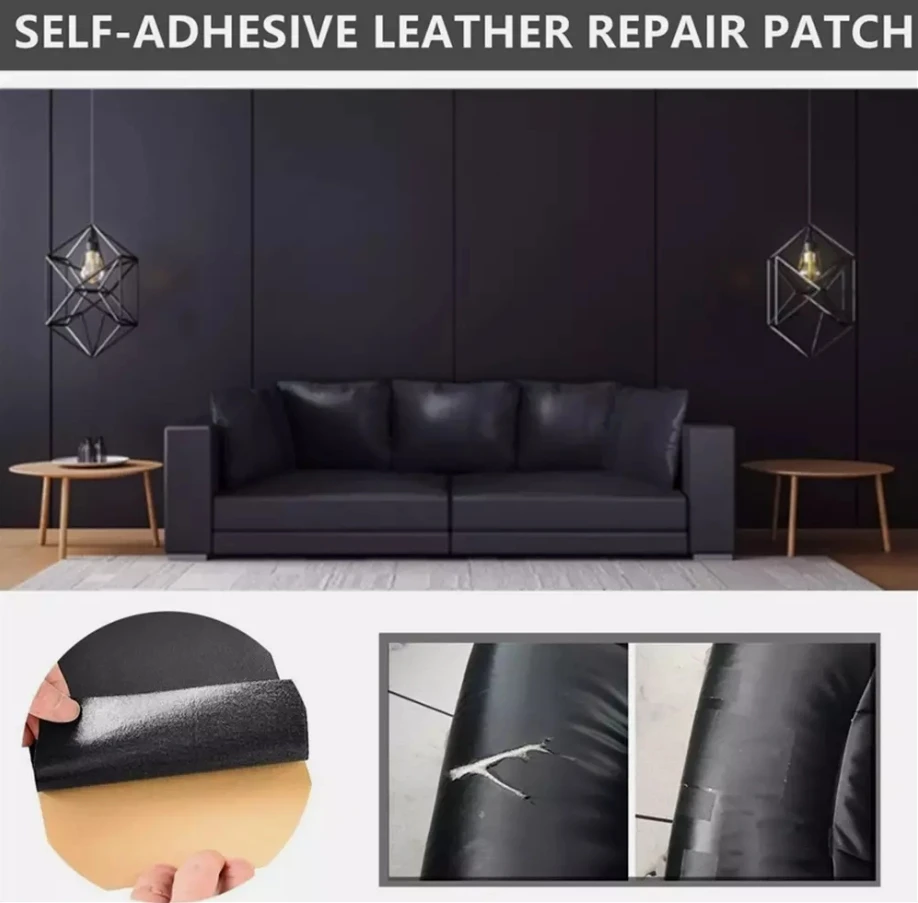 Leather Vinyl Repair Kit Black Filler Restore Car Seat Couch Sofa Patch Tape