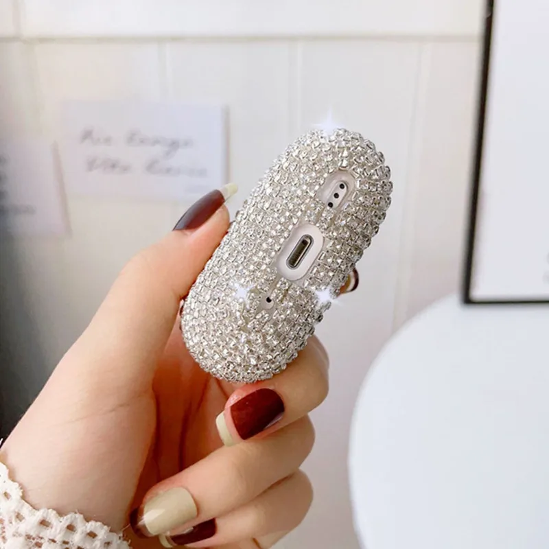 For AirPods Pro 2 Soft TPU Protective Cover Sparkly Rhinestone