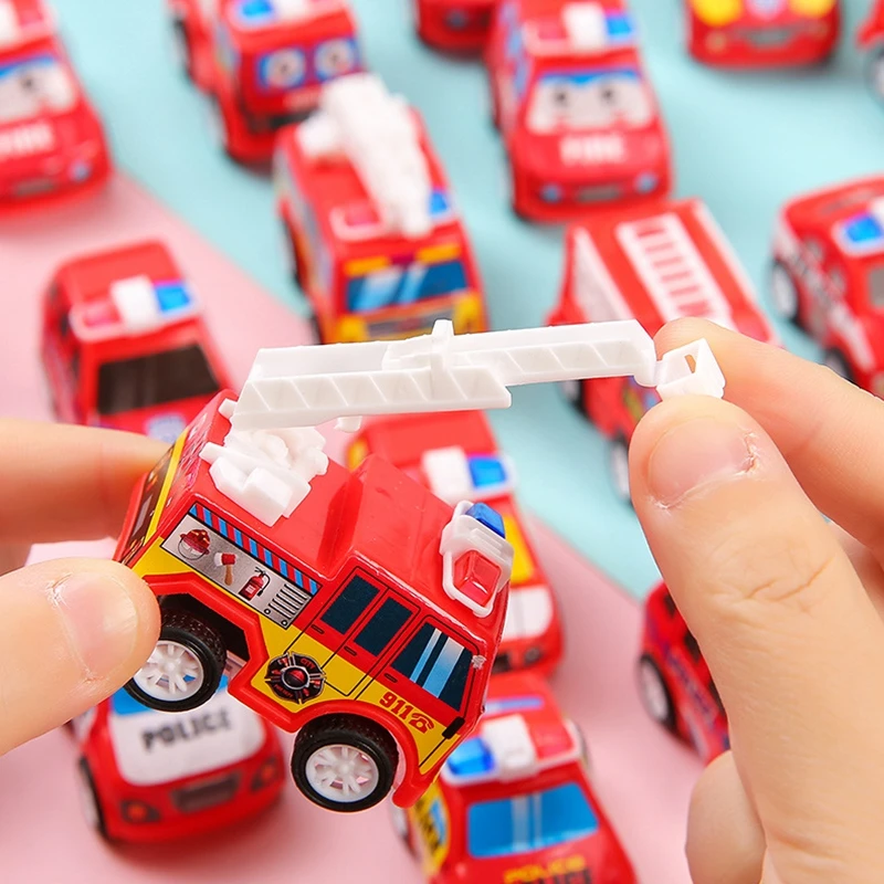 12pcs Fire Truck Police Vehicle Pull Back Car Toys for Kids Birthday Party Favors Goodie Pinata Fillers Boy Girl Christmas Gifts
