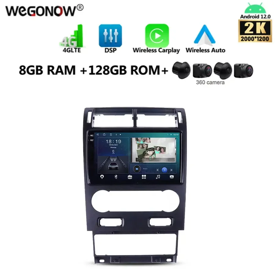 

Автомобильный DVD-плеер Carplay, 2000*1200, Android 13,0, 8 ГБ + 128 Гб, DSP, GPS, карта, Wi-Fi, Bluetooth 5,0, RDS радио для Ford Mondeo 3 2004-2007