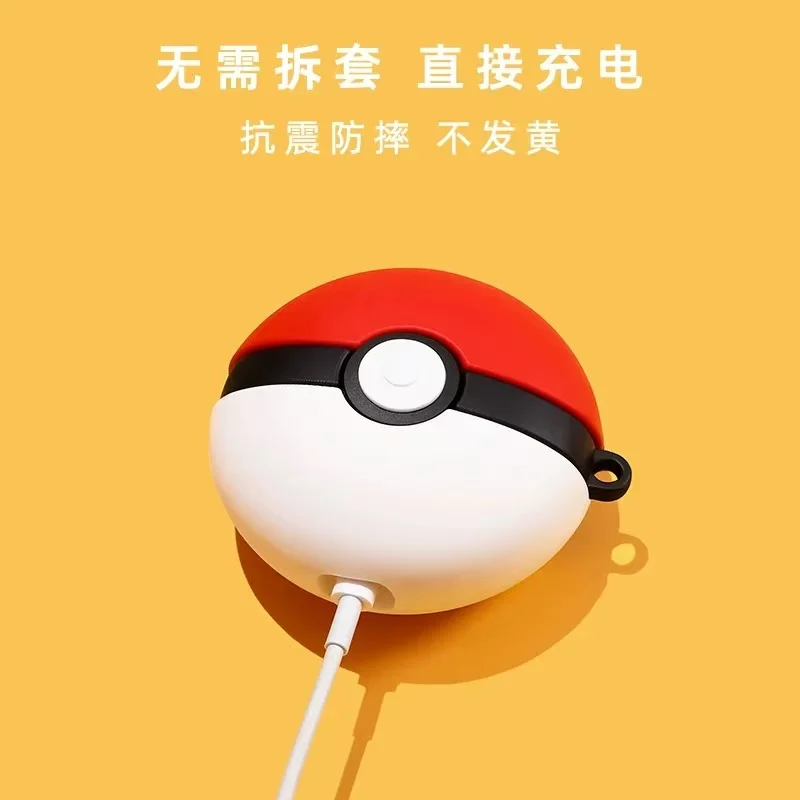 3D Cartoon Poké Ball Silicone Earphone Case with Pendant Cover