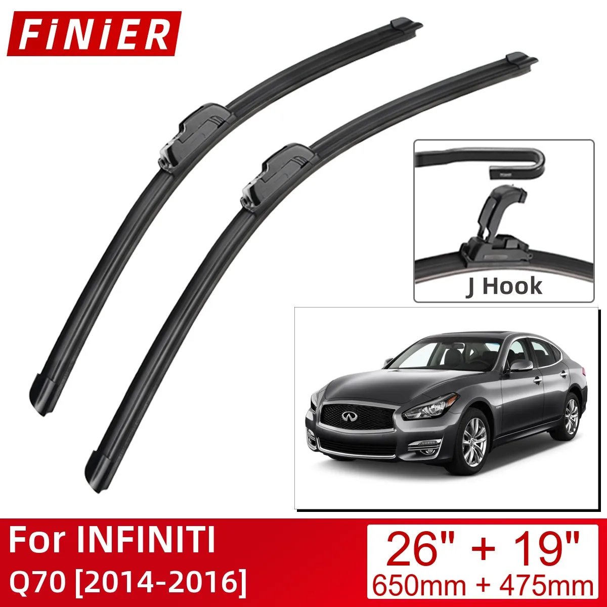 

Щетки стеклоочистителя для INFINITI Q70 2014-2016 26 дюймов + 19 дюймов, аксессуары для автомобиля, щетки стеклоочистителя, стеклоочистители типа U J, крючки 2016 2015 2014