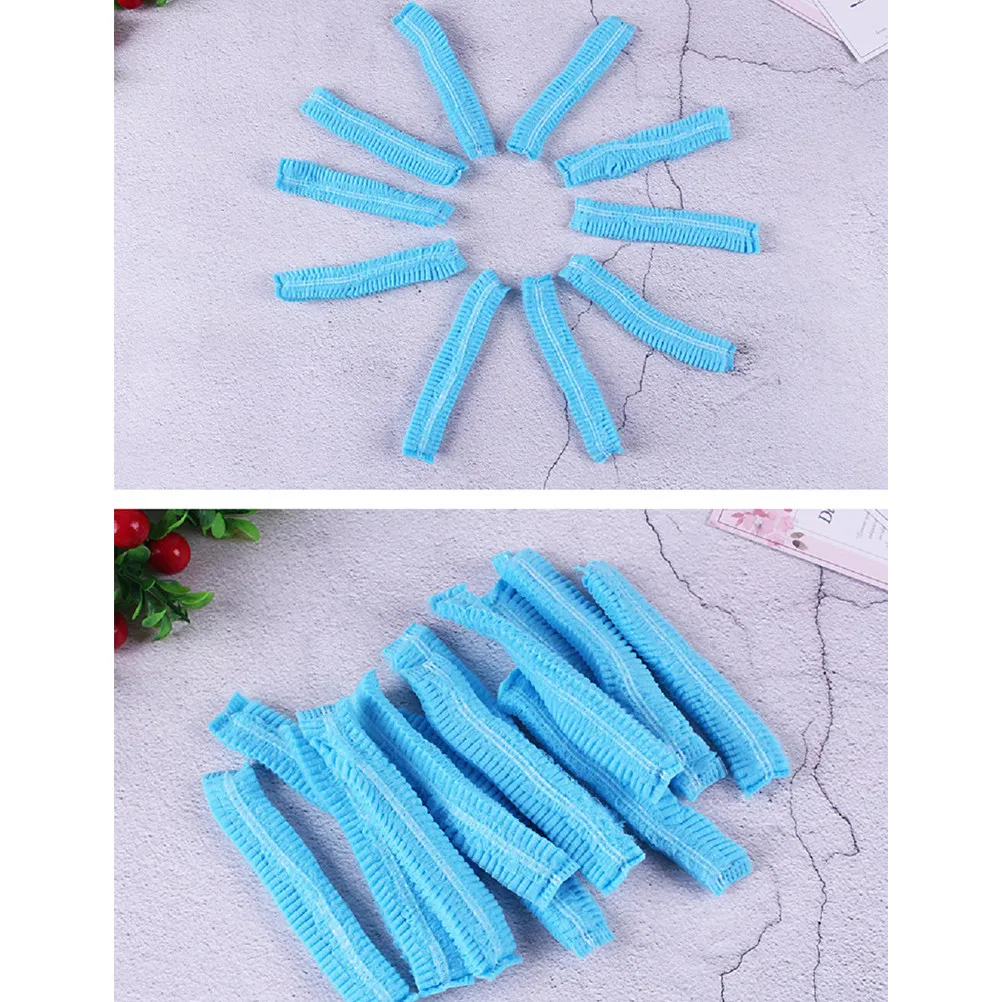 200Pcs 부직포 일회용 헤어 캡 부드러운 통기성 살롱 메이크업 청소 탄성 밴드 보호 방진 헤어 스타일링 캡