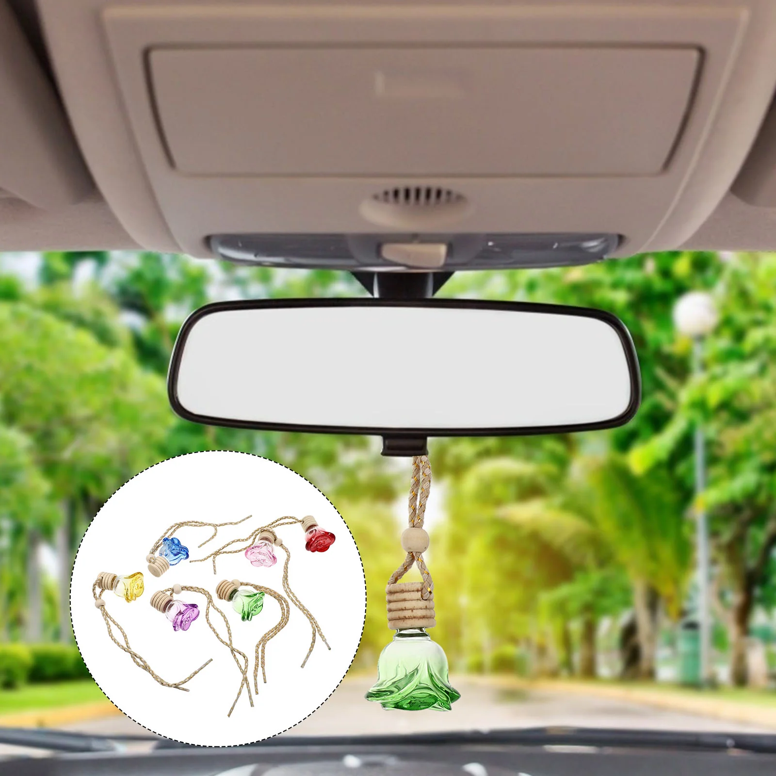 

6 Pcs Aromatherapy Bottle Air Diffuser for Essential Oils Car Perfume Holder Freshener Pendants Interior Glass Hanging