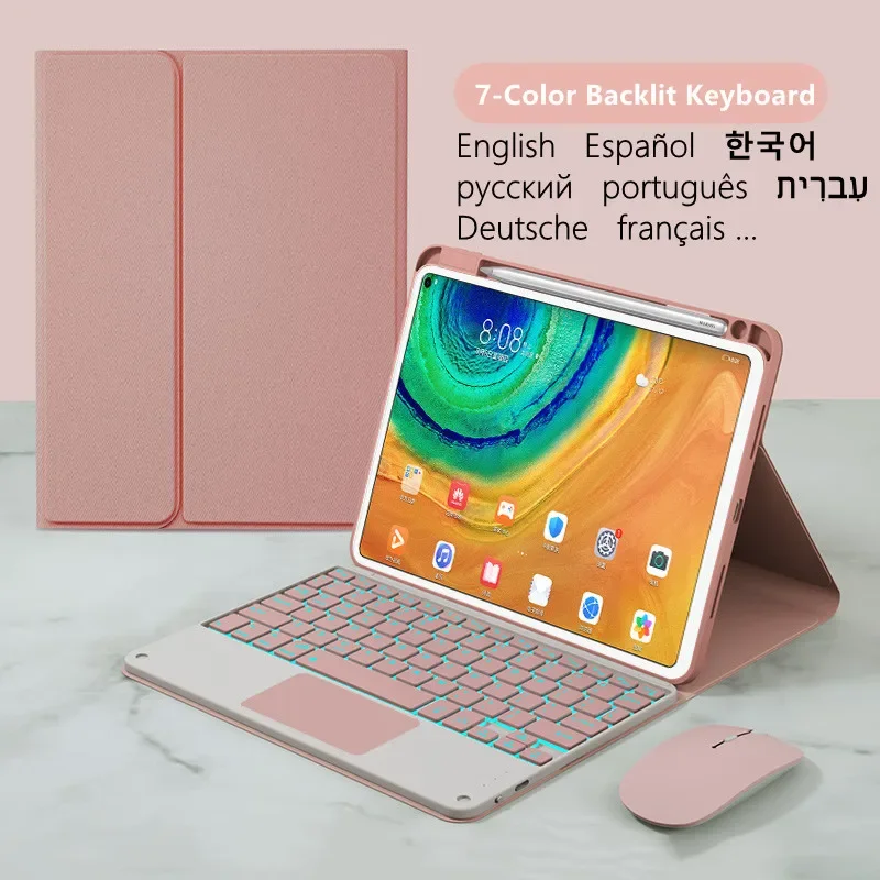 Capa para Huawei Matepad T10 T10s Capa Funda para Huawei Matepad t 10s 10.1 9.7 Russo Coreano Espanhol Português Teclado Case
