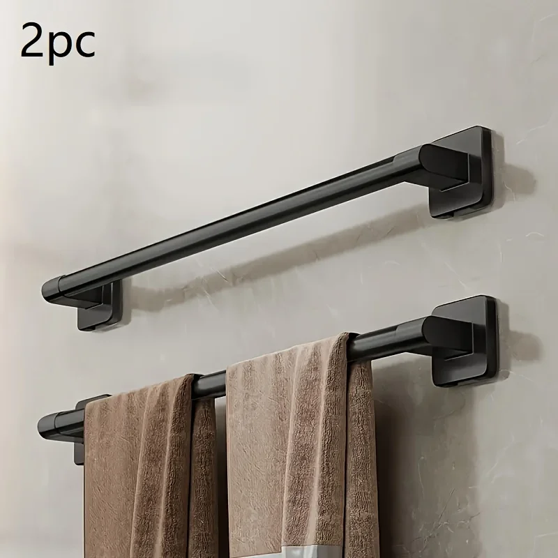 2-piece black household bathroom storage space multifunctional bathroom slippers rack non-perforated wall-mounted towel rack