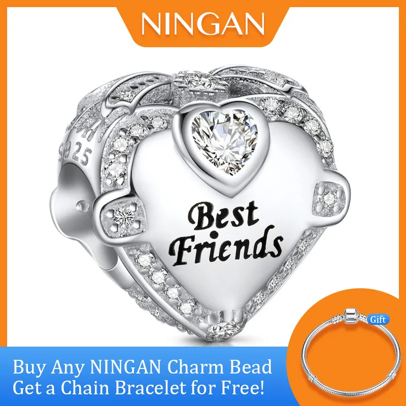 

NINGAN Family Collection Charm for Woman Bracelet Making Beads Friend Birthday Gift 925 Sterling Silver Fine Jewelry Charms