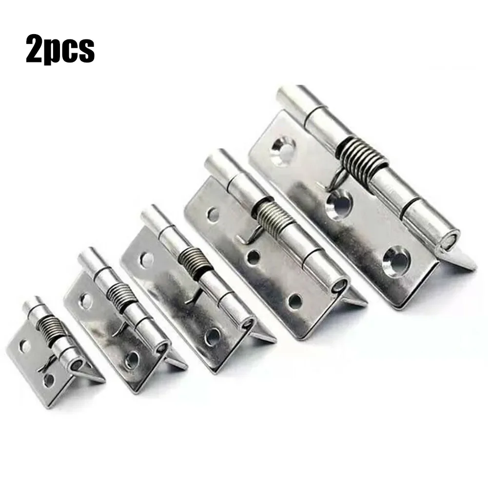 2pcs 1/1.5/2/3Inch Silver Spring Door Hinge Stainless Steel Self Closing Design Windows Cabinets Boxes Household Hardware cabinet door hinges furniture hinge cabinet hinges stainless steel door hinges wooden box hinge