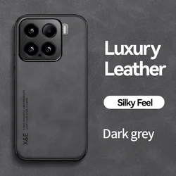 Luxury Leather Magnetic Phone Case with Soft TPU Protection, Car Mount Holder, Compatible with Xiaomi 15 Series for Xiaomi 15 Pro (Dark grey)