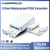 HORACO 5 Port Waterproof POE Extender 4 Port Repeater 100/1000Mbps Outdoor Network IP55 VLAN 44-57V for POE Camera Wierless AP 1