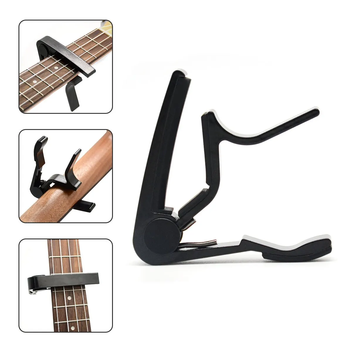 Single-Handed Black Guitar Capo for Acoustic and Electric Guitars