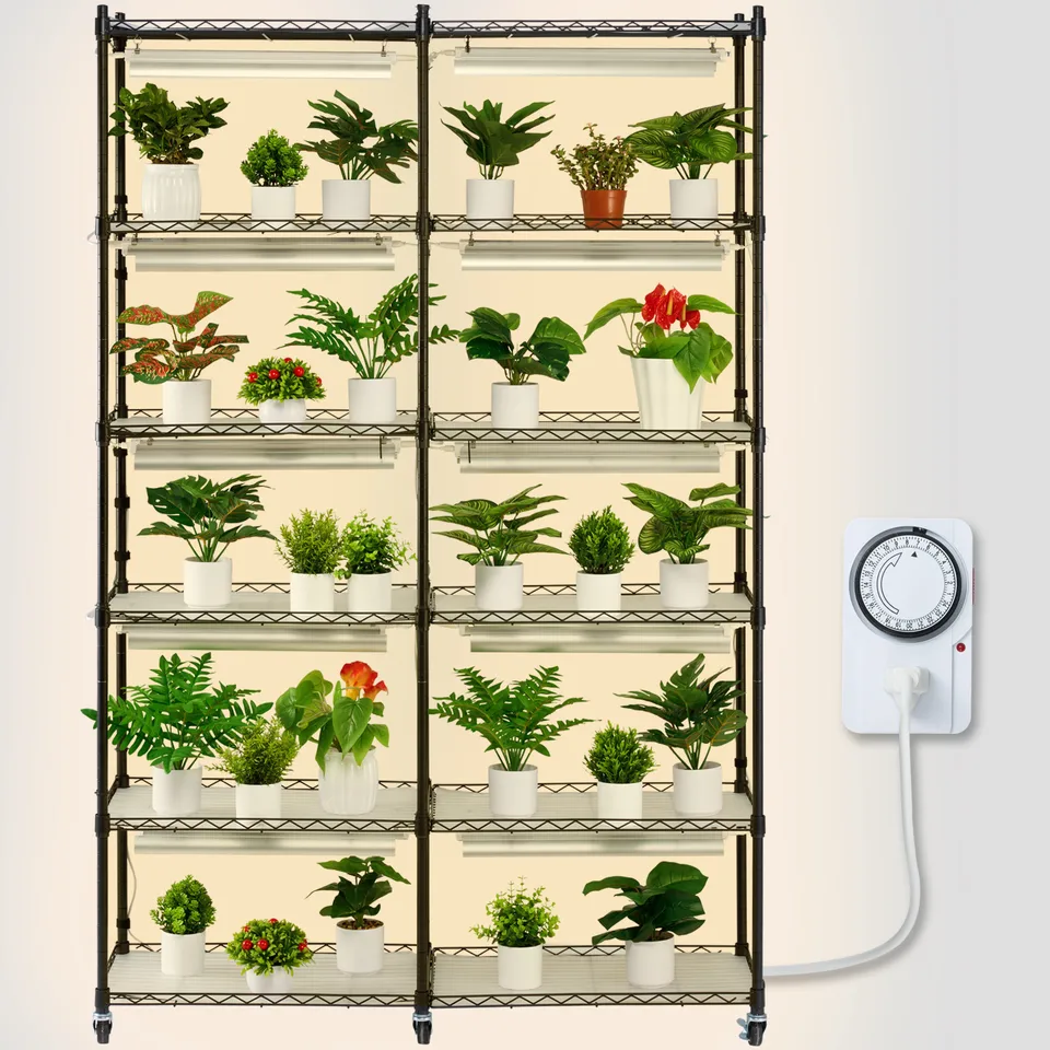 Indoor Plant Grow Shelf with Adjustable Light Stand