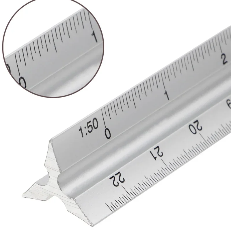 

30cm Aluminium Metal for Triangle Scale Architect Engineer Technical Ruler 12"