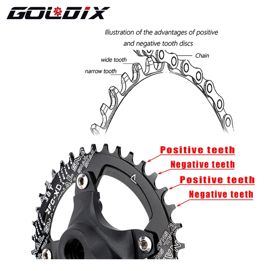 GOLDIX Bicycle Crankset 104BCD Mountain Bike Square Hole Crank Aluminum Alloy Crank 170mm Black 32T 34T 36T 38T 40T 42T 3