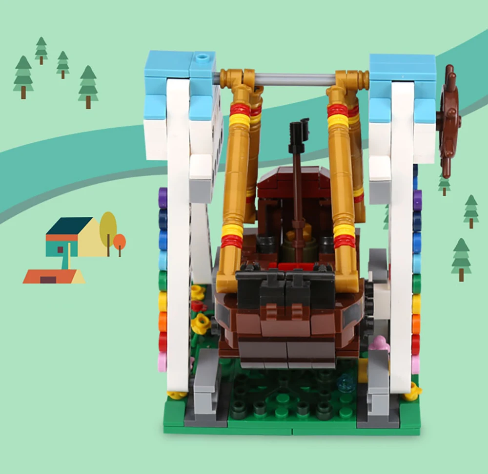 S1b06e93d1db34593873eb5bfc112a72bg Klocki do budowy targowe blokuje diabelski młyn zestaw duże wahadło statek piracki karuzela Park rozrywki z instrukcją montażu