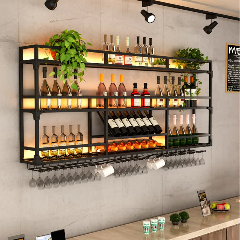 Wall Mount Bar Wine Gold Furniture Drinks Shelves Open Cabinets Alcohol The Living Room Shelf Garden Sets Home Sale Canteen Mini